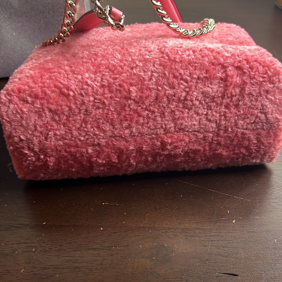 Kate Spade Natalia faux fur small flap crossbody bright blush EUC - Picture 12 of 13